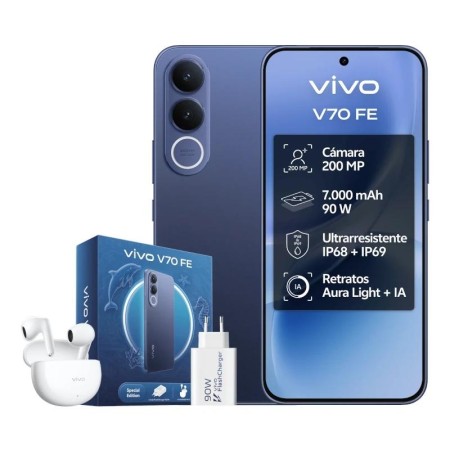 Smartphone Vivo V70 FE 8GB/ 512GB/ 6.83″/ 5G/ Azul/ Incluye Cargador + Auriculares