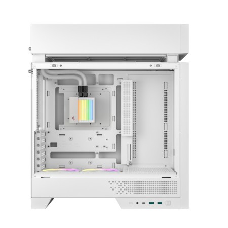 Caja ordenador gaming deepcool cl6600 wh atx rgb cristal templado blanca y madera
