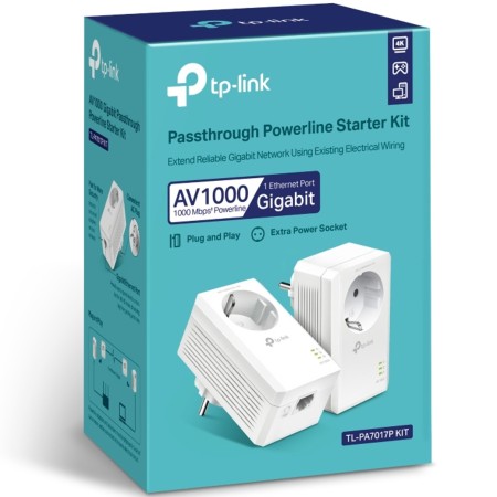 Adaptador Powerline TP-Link TL-PA7017P KIT AV1000 1000Mbps/ Alcance 300m/ Pack de 2