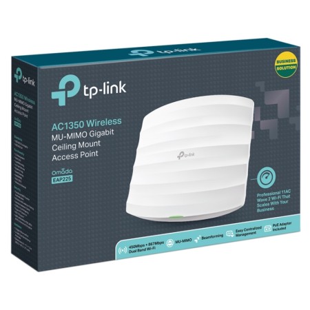 Punto de Acceso Inalámbrico TP-Link Omada EAP225 PoE 1317Mbps/ 2.4GHz 5GHz/ Antenas de 5dBi/ WiFi 802.11ac/n/b/g