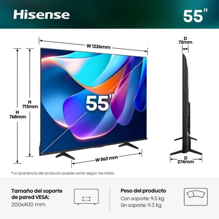 Tv hisense 55 pulgadas led 4k uhd - 55a6s - smart tv