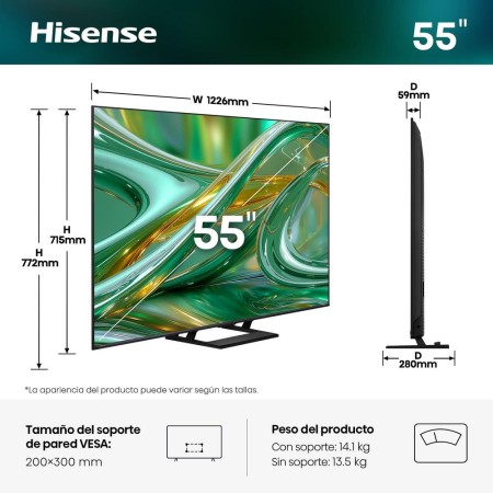 Tv hisense 55 pulgadas mini led 4k uhd - 55e8s - smart tv