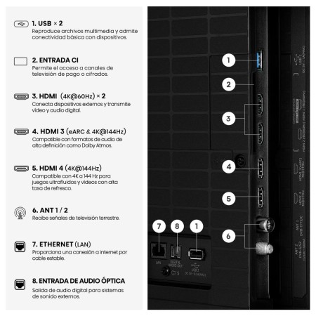 Tv hisense 55 pulgadas mini led 4k uhd - 55e8s - smart tv