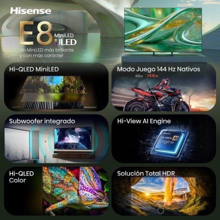Tv hisense 55 pulgadas mini led 4k uhd - 55e8s - smart tv