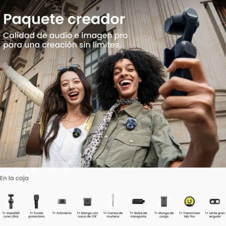 Cámara Digital Deportiva Insta360 Luna Ultra Pack Creador/ 8K/ Ángulo de visión 360º/ Negra