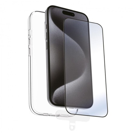 Funda muvit recycletek para apple iphone 16 pro transparente  protector cristal templado marco negro