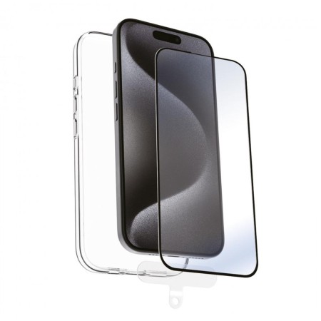 Funda muvit recycletek para apple iphone 16 pro max transparente  protector cristal templado marco negro