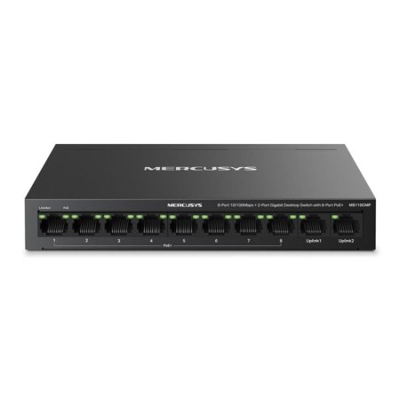 SWITCH POE+ NO GESTIONABLE MERCUSYS MS110CMP 10P 10xRJ45 100Mbps 8xPoE+ 2xGbps 65W 250m