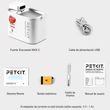 Fuente Inteligente para Mascotas PetKit EverSweet Max 2 UVC/ 3L/ Control desde APP