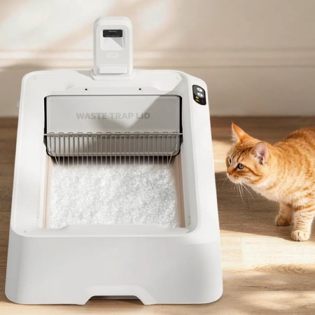 Arenero para Gatos Autolimpiable PetKit PuroBot Crystal Duo con Cámara/ Control desde APP/ Blanco