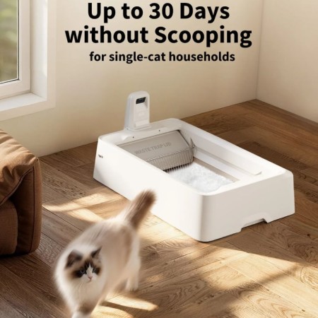 Arenero para Gatos Autolimpiable PetKit PuroBot Crystal Duo con Cámara/ Control desde APP/ Blanco