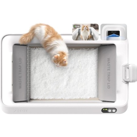 Arenero para Gatos Autolimpiable PetKit PuroBot Crystal Duo con Cubierta/ Control desde APP/ Blanco
