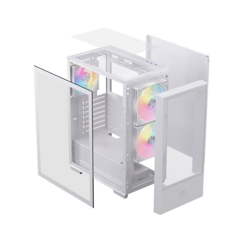 Caja ordenador gaming einarex p100 atx rgb cristal templado blanca
