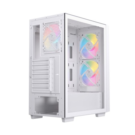 Caja ordenador gaming einarex p100 atx rgb cristal templado blanca