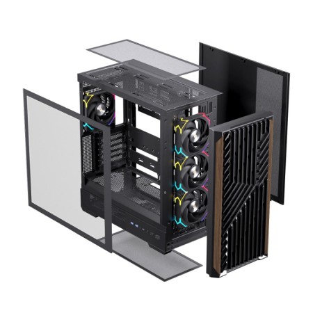 Caja ordenador gaming einarex p800 atx rgb cristal templado negra