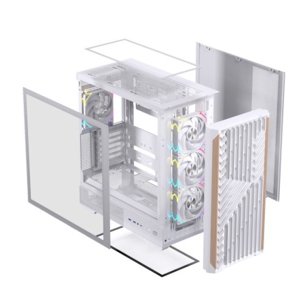 Caja ordenador gaming einarex p800 atx rgb cristal templado blanca