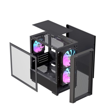 Caja ordenador gaming einarex pm150 matx rgb cristal templado negro