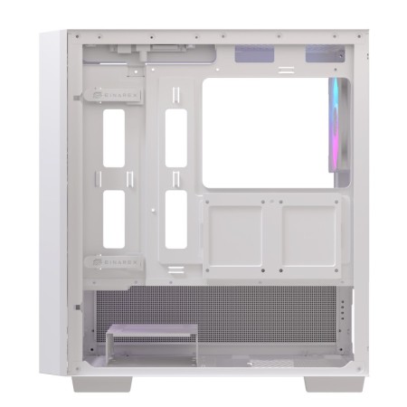 Caja ordenador gaming einarex pm150 matx rgb cristal templado blanca