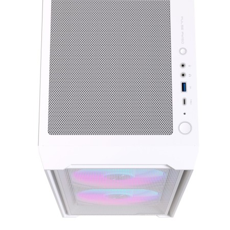 Caja ordenador gaming einarex pm150 matx rgb cristal templado blanca