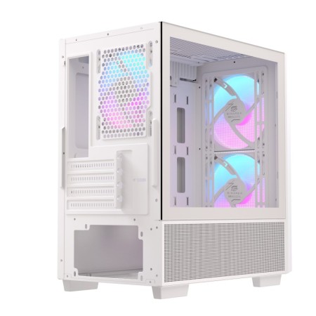 Caja ordenador gaming einarex pm150 matx rgb cristal templado blanca