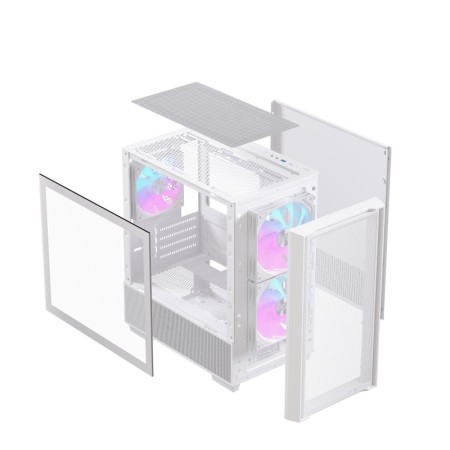 Caja ordenador gaming einarex pm150 matx rgb cristal templado blanca