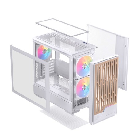Caja ordenador gaming einarex pm400 atx rgb cristal templado blanca