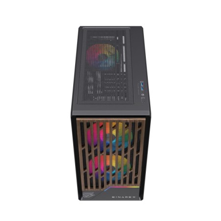Caja ordenador gaming einarex pm400 matx rgb cristal templado negra