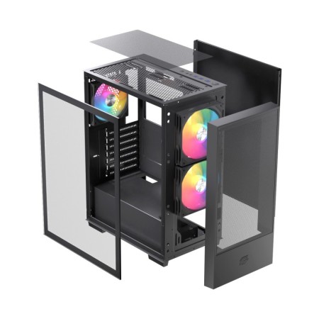 Caja ordenador gaming einarex p100 atx rgb cristal templado negra