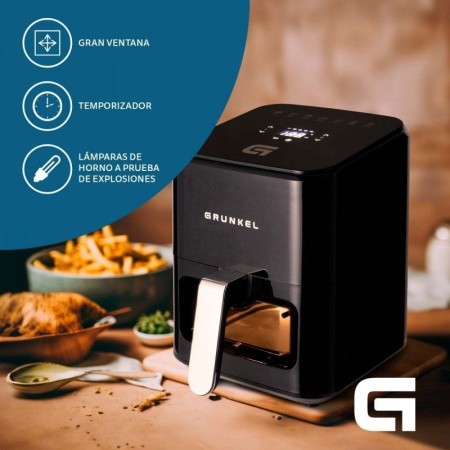 Freidora por Aire / Sin Aceite Grunkel Black Easy Fryer/ 1200W/ Capacidad 4L