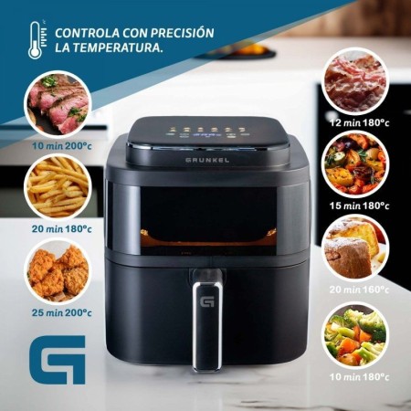 Freidora por Aire / Sin Aceite Grunkel Black Light Fryer/ 1400W/ Capacidad 6L