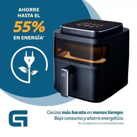 Freidora por Aire / Sin Aceite Grunkel Black Light Fryer/ 1400W/ Capacidad 6L