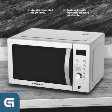 Microondas Grunkel MWGC-30SS/ 900W/ Capacidad 30L/ Función Grill/ Blanco