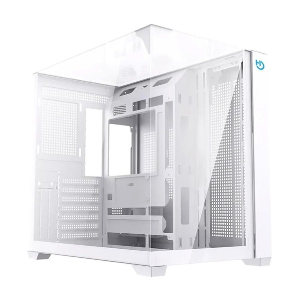 Caja ordenador gaming hiditec atx sky cristal templado blanco