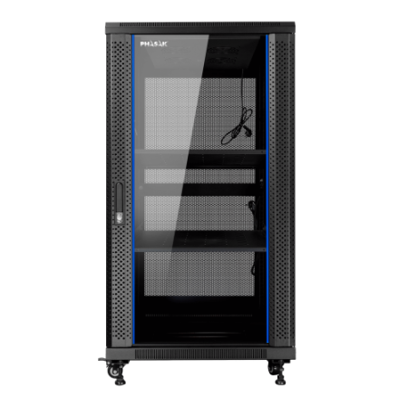Armario rack de suelo 19 pulgadas phasak pro 27u negro 600x800 montado pho 6827