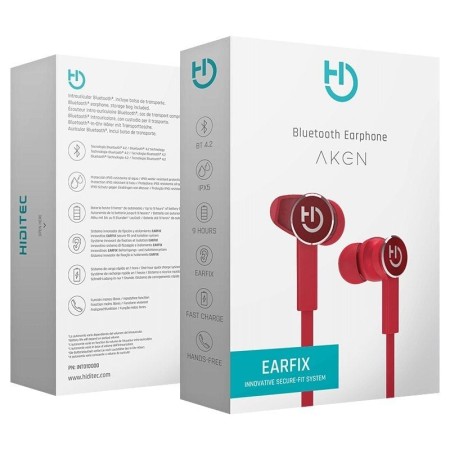 Auriculares Inalámbricos Intrauditivos Hiditec Aken INT010000/ con Micrófono/ Bluetooth/ Rojos