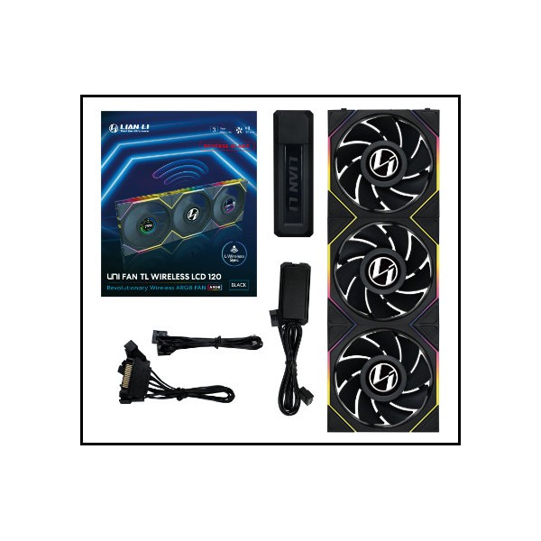 Ventilador caja gaming lian li unifan tl - lcd inalambrico argb 3x 120mm negro
