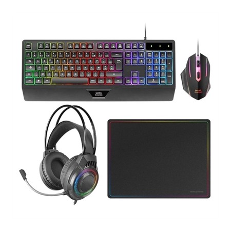 Kit mars gaming teclado  raton  alfombrilla  auricular