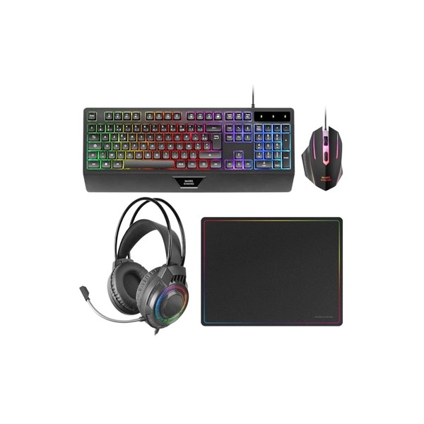 Kit mars gaming teclado  raton  alfombrilla  auricular