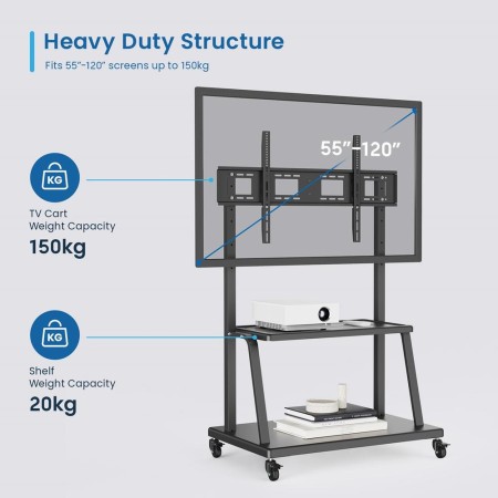 Soporte suelo con ruedas ewent vesa hasta 120 pulgadas 1000x600mm max 120kg