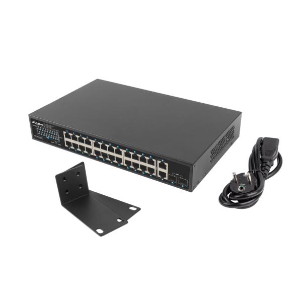 Switch lanberg 24 ptos 1gb poe - 2x sfp 2x gbit ethernet 250w rack 19