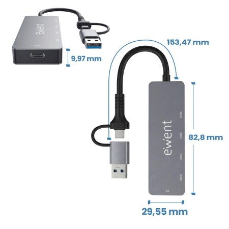 Docking station ewent ew1151 usb tipo c - usb 3.2 5 en 1