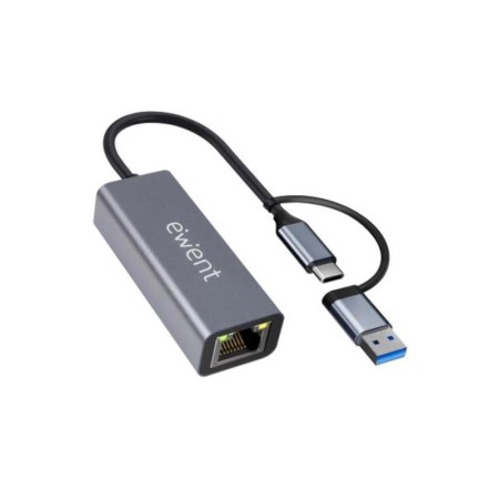 Adaptador de red usb tipo c - usb 3.2 a rj45 ewent 15cm - macho - hembra - gris
