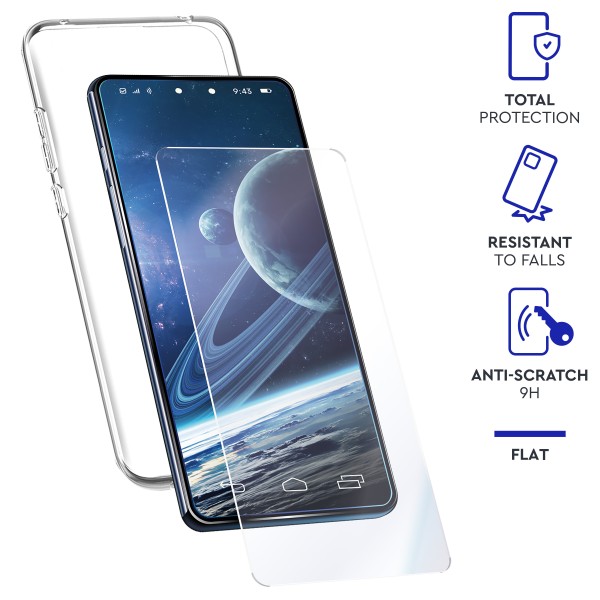 Carcasa myway para apple iphone 14 pro transparente  protector pantalla cristal templado