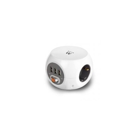 Ewent EW3939 REGLETA CUBO 3 TOMAS/3 USB BLANCO