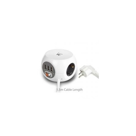 Ewent EW3939 REGLETA CUBO 3 TOMAS/3 USB BLANCO