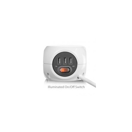 Ewent EW3939 REGLETA CUBO 3 TOMAS/3 USB BLANCO