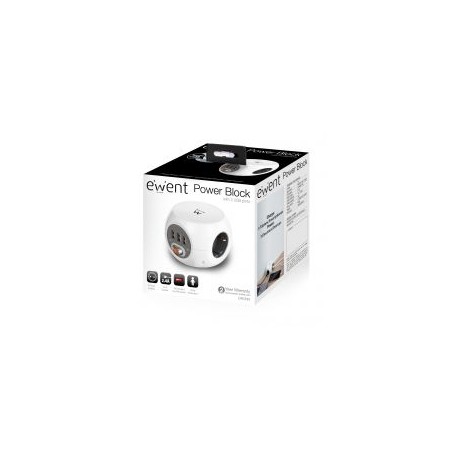 Ewent EW3939 REGLETA CUBO 3 TOMAS/3 USB BLANCO