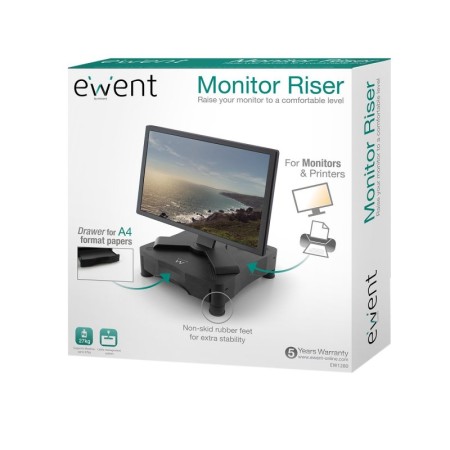 Elevador soporte monitor ewent ew1280 con cajon negro regulable en altura
