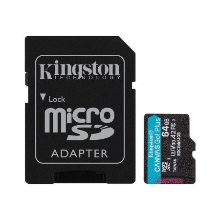 Tarjeta memoria micro secure digital sd xc 64gb kingston canvas go! plus clase 10 uhs - i u3  adaptador sd