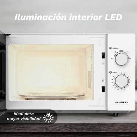 Microondas Grunkel MW-25EASY/ 850W/ Capacidad 25L/ Blanco